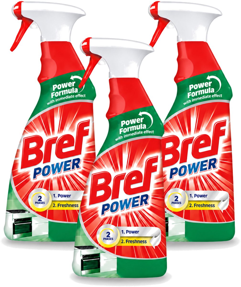 3 x Bref Power - Keukenreiniger - Spray - Ontvetter - 750 ml - Voordeelverpakking - 3 stuks