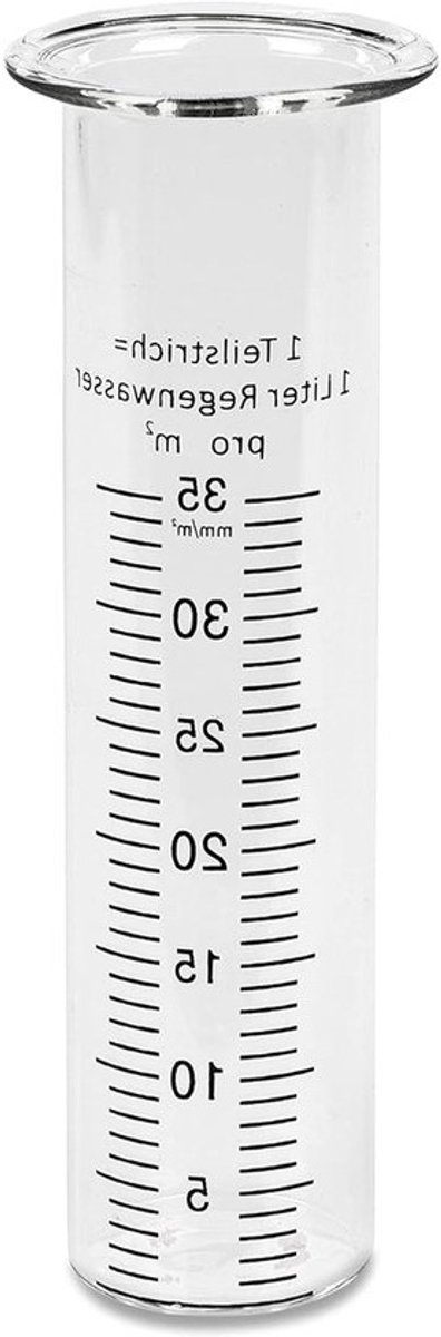 Glazen regenmeter - Vervangend meetglas - Voor het meten van weer - Duidelijke schaalverdeling - 15 cm hoog - Transparant zwart