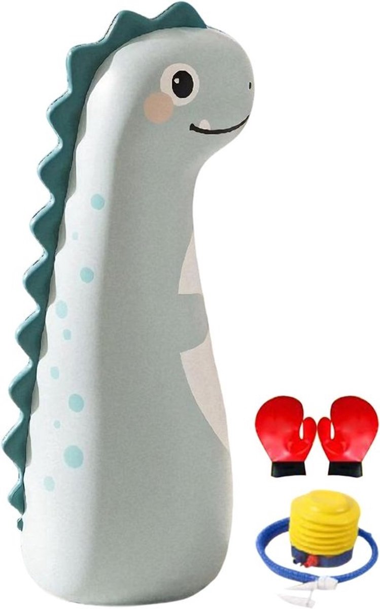 Opblaasbare bokszak - Bokstafel voor kinderen - Actieve spelletjes thuis - Stabiele zware bodem - 42 x 120 cm - Dinosaurus
