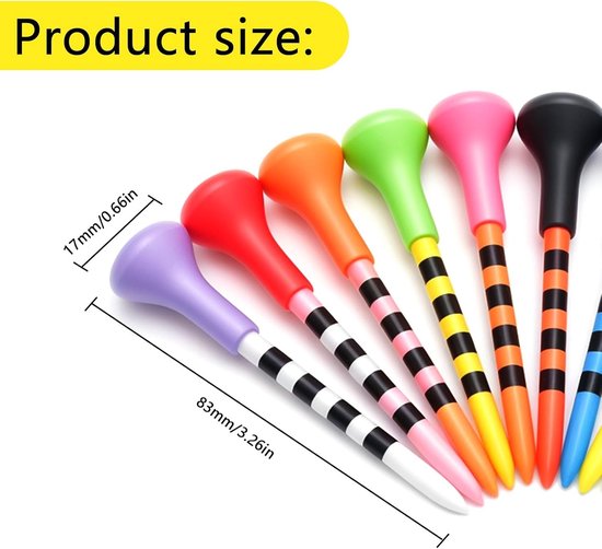 Kleurige Golf Tees Set van 50 Stuks, Ideaal voor Creatieve Golfers en Professionals, 83mm Lange Plastic Tees — afbeelding 5
