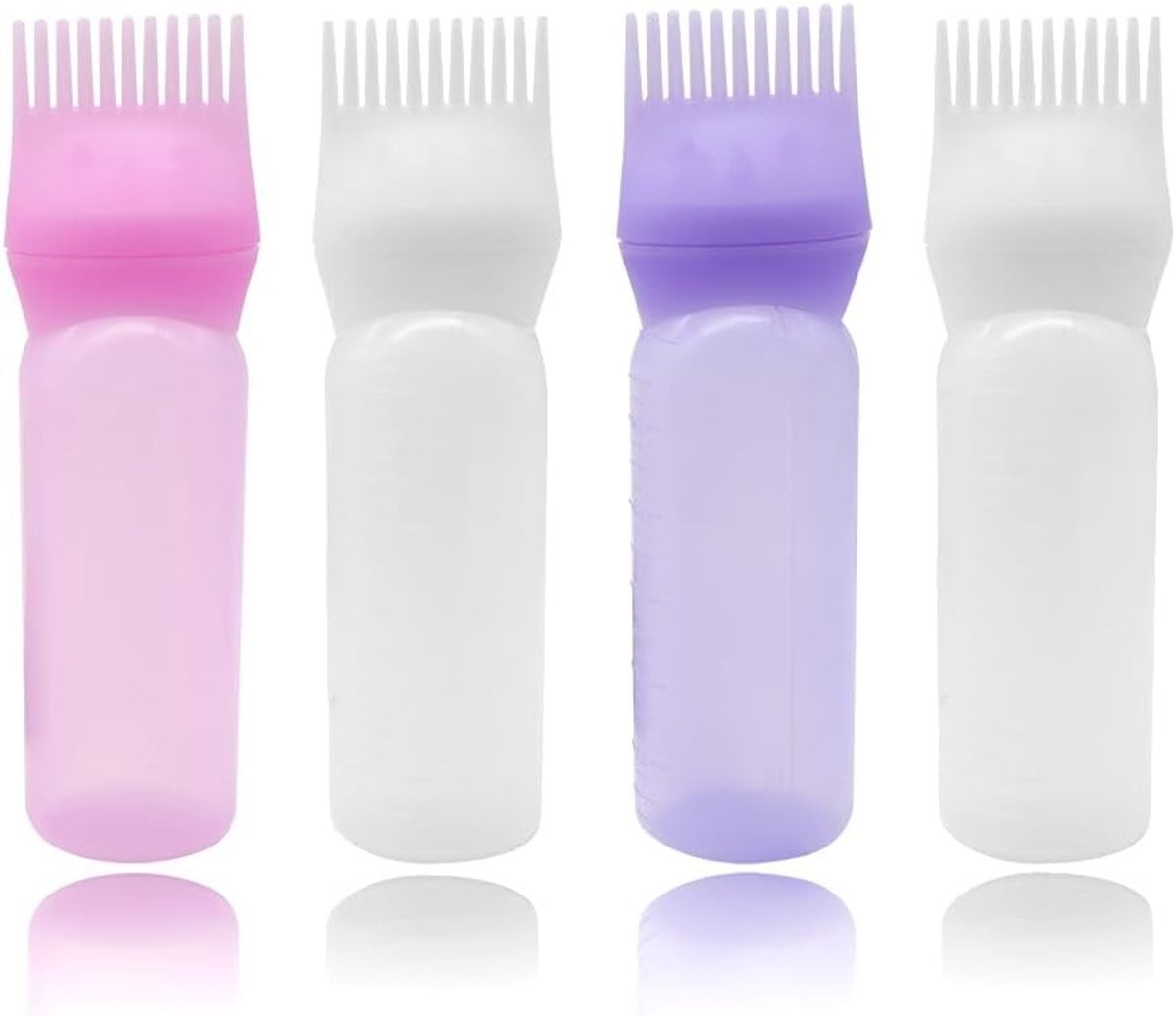 4-delige Plastic Haarverf Fles met Meetlijn - Ideaal voor Thuis Salon en Hoofdhuidbehandelingen (170ml)