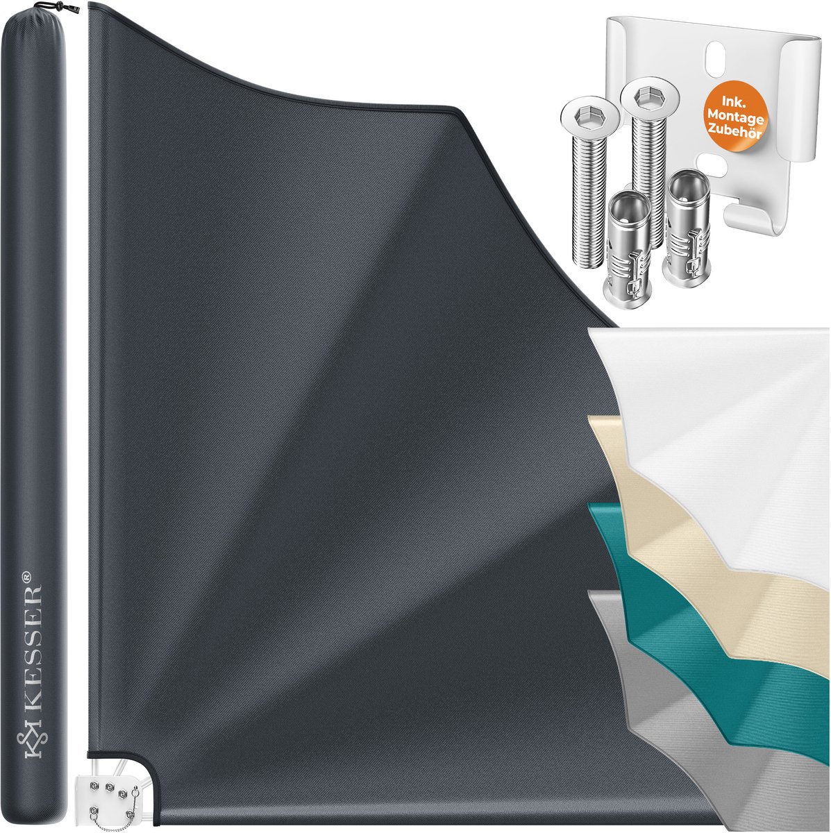 KESSER® Balkonwaaier inklapbaar - zijluifel en windscherm, weerbestendig - 140 x 140 cm - petrol
