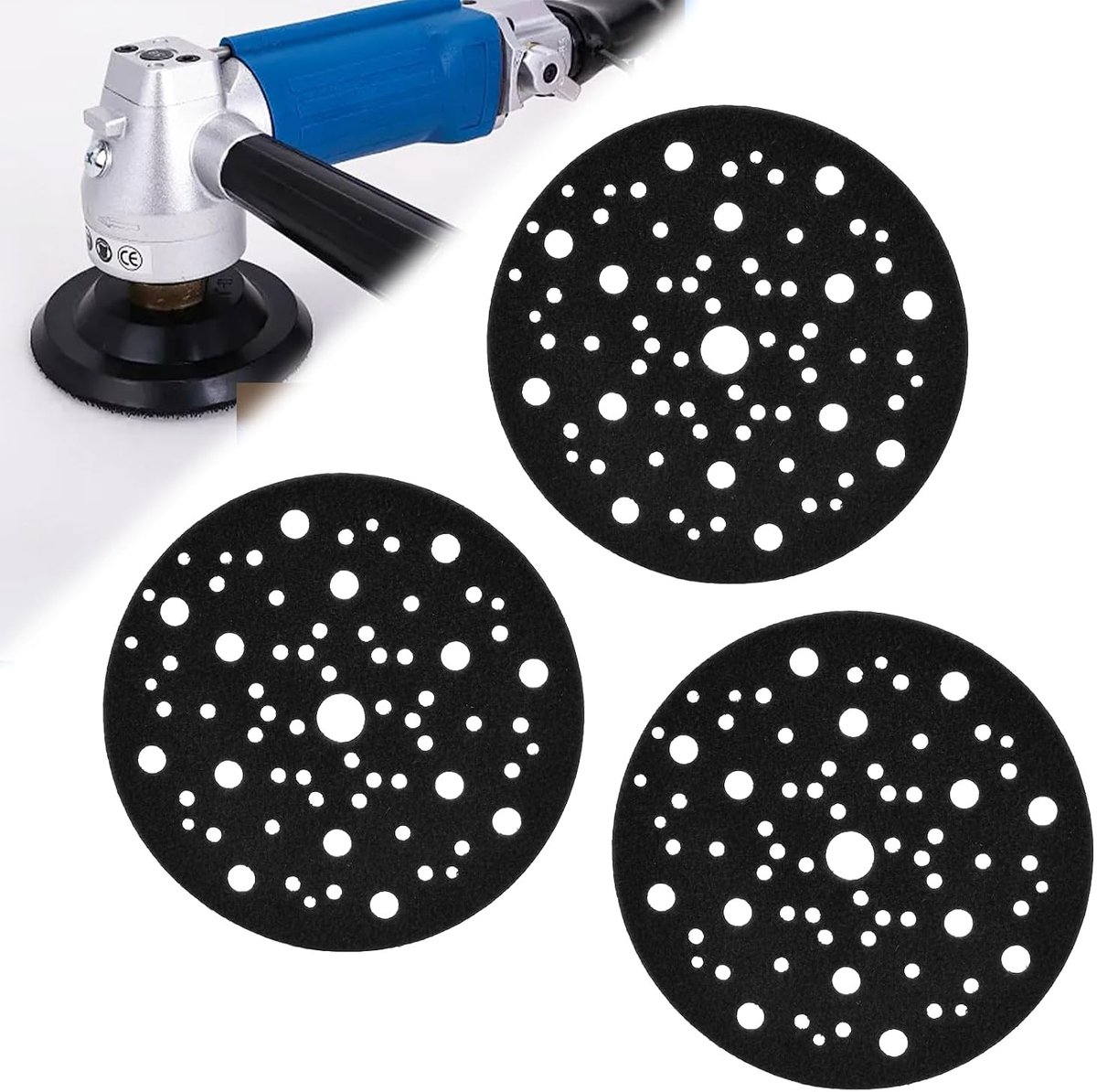 Beschermpad 150 mm met 70 gaten - Set van 3 Schuur- en Polijstschijven, Zacht en Compatibel met Excentrische Schuurmachines