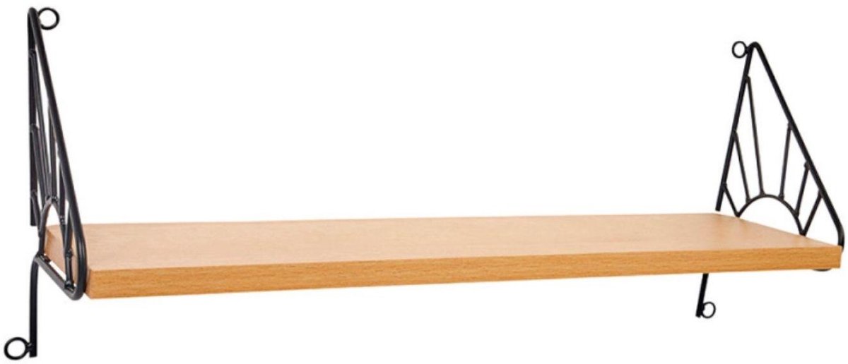 Ostaria Wandplank Sol - hout/metaal - zwart/bruin - 50 cm - boekenplank - hangplank