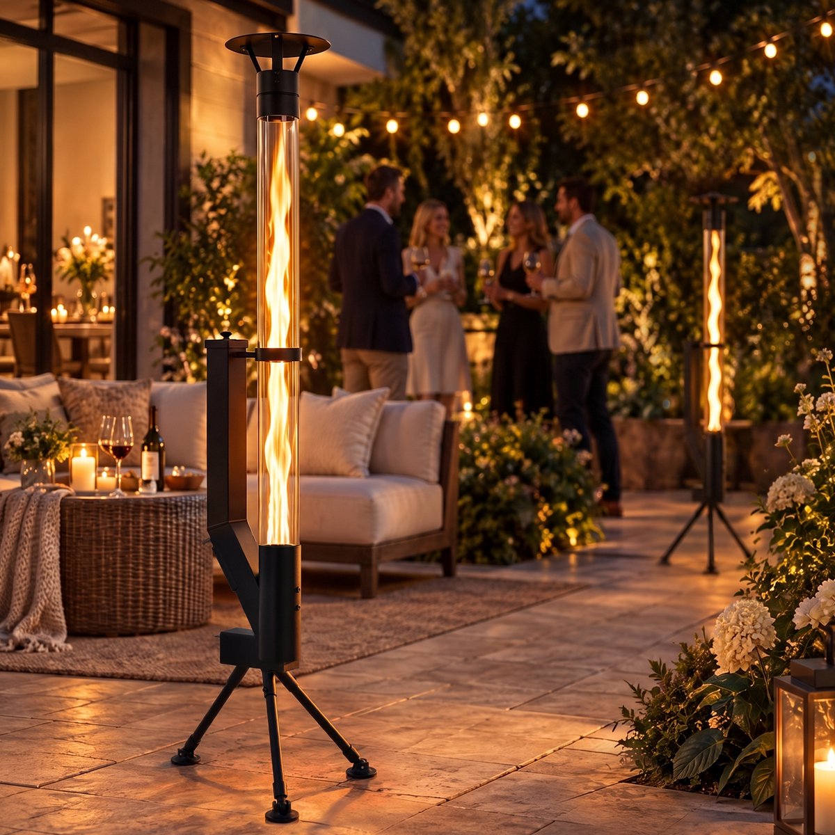 NETTLIFE Terrasverwarmer - 167 cm hoog - 5-6 kW hoog rendement - stabiele driepootvoet - grote capaciteit van 2 kg - brandtijd van 2 uur - geen elektriciteit/gas nodig - zwart - geschikt voor terrassen | veranda's | feesten & kamperen – foto 7