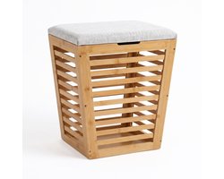 Bamboe wasmand met zitting, 40 x 40 x 56 cm