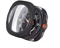 Strap-it beschermcase geschikt voor Samsung Galaxy Watch Ultra 2 PC Case with Glass - beschermhoesje - hoesje (Zwart)