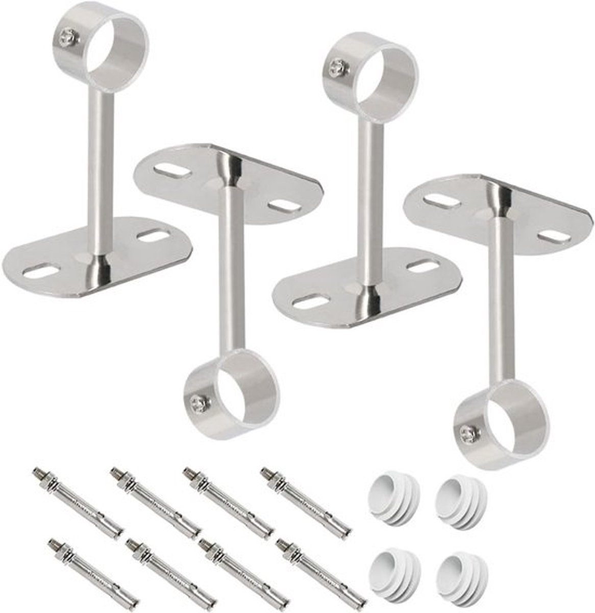 Gordijnroedebevestiging - Stangsteunframe - Voor het ophangen van kasten - Stevig metaal - 25 mm diameter - Zilver