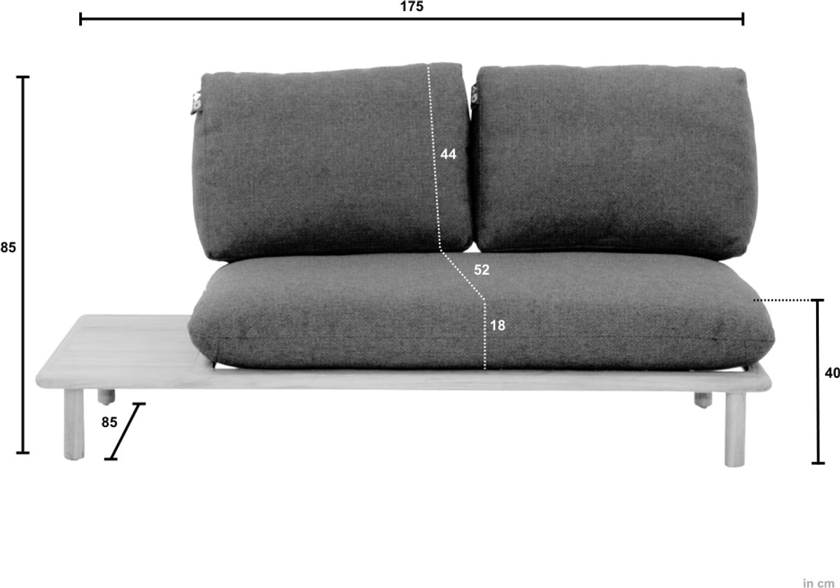 Apple Bee Sling 2-zits Loungebank Rechts - Teak - 175 cm