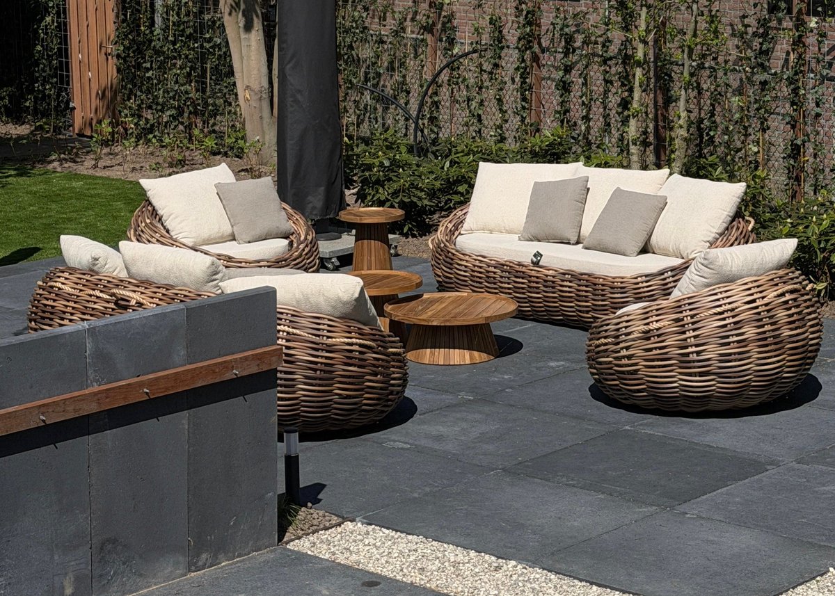 Apple Bee Cocoon Loungeset 2-delig - Bank & Loungestoel - Cream Bouclé