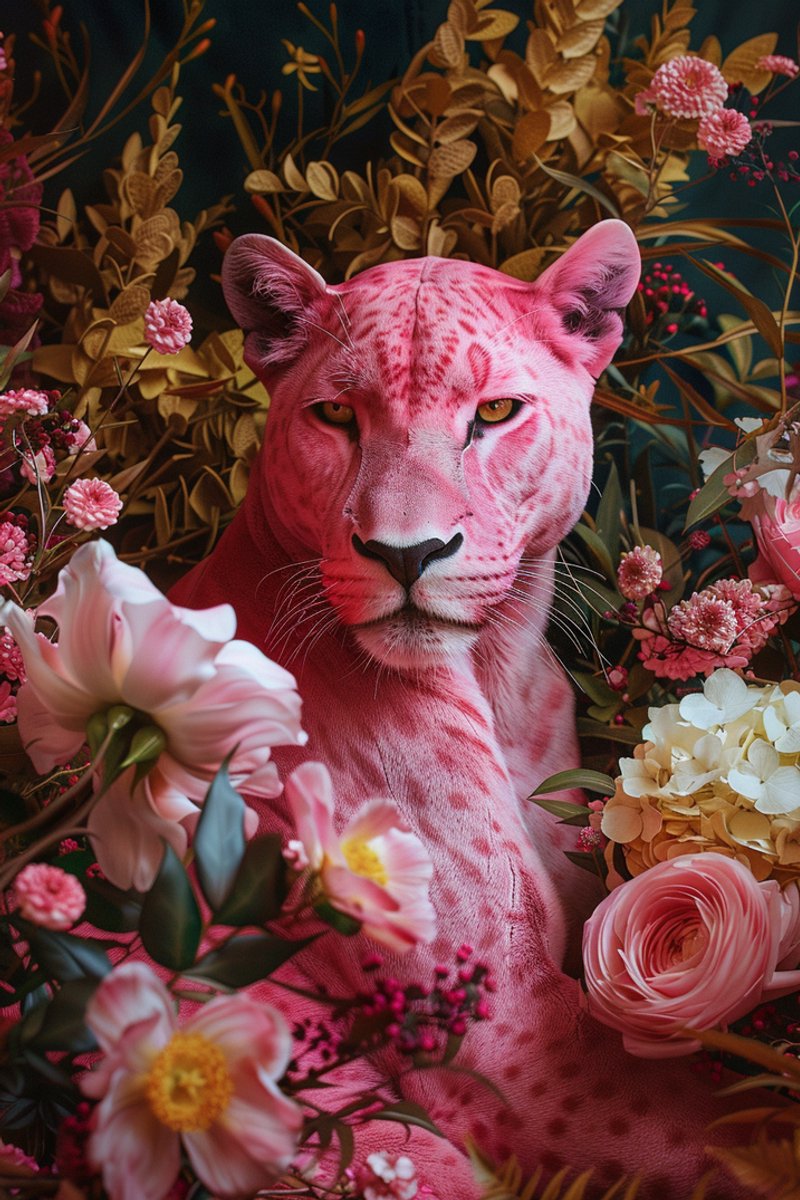 Roze Jaguar Poster - Jaguar Roze - Jaguar - Dieren - Modern Art - Huisdeco - Abstracte - posters - formaat 30x40cm - Wanddecoratie - XS2230CW