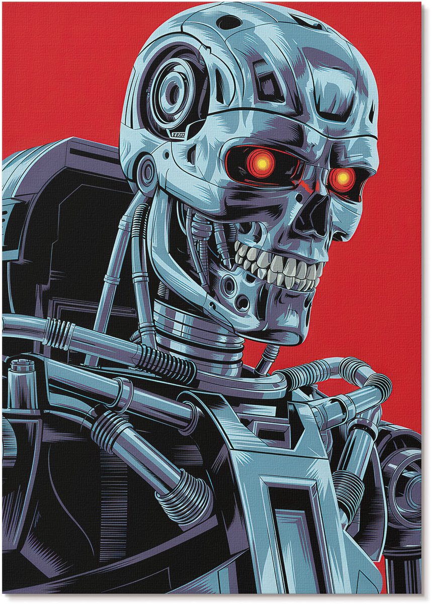 Tulup Canvas Poster Polycanvas - Futuristische Robot, Illustratie - A4 - Rood Patroon - Rechthoek - Kunstposter - Woonkamer, Slaapkamer, Kantoor - Popcultuur