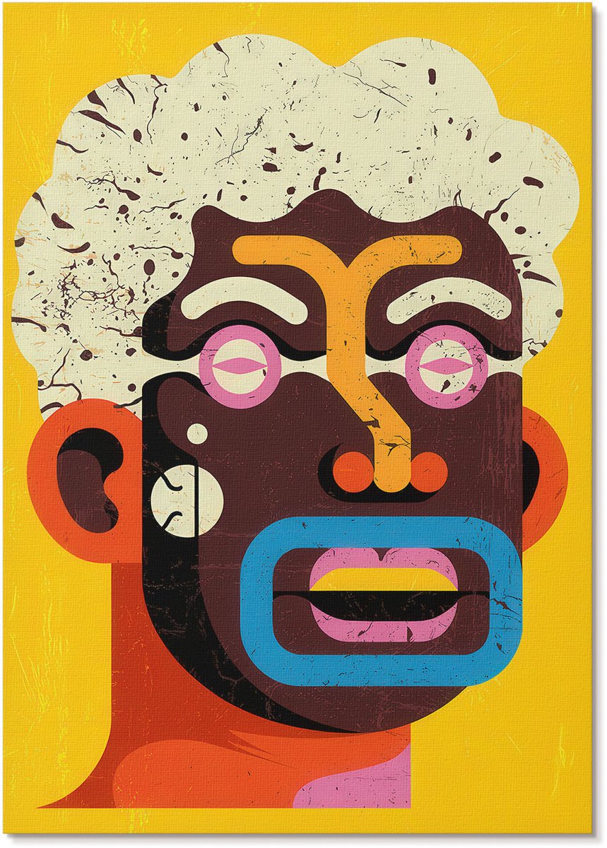 Tulup Polycanvas Poster - Abstract Portret, Illustratie - A4 - Geel Wandposter - Rechthoek - Wandkunst - Woonkamer, Slaapkamer, Kantoor - Expressief