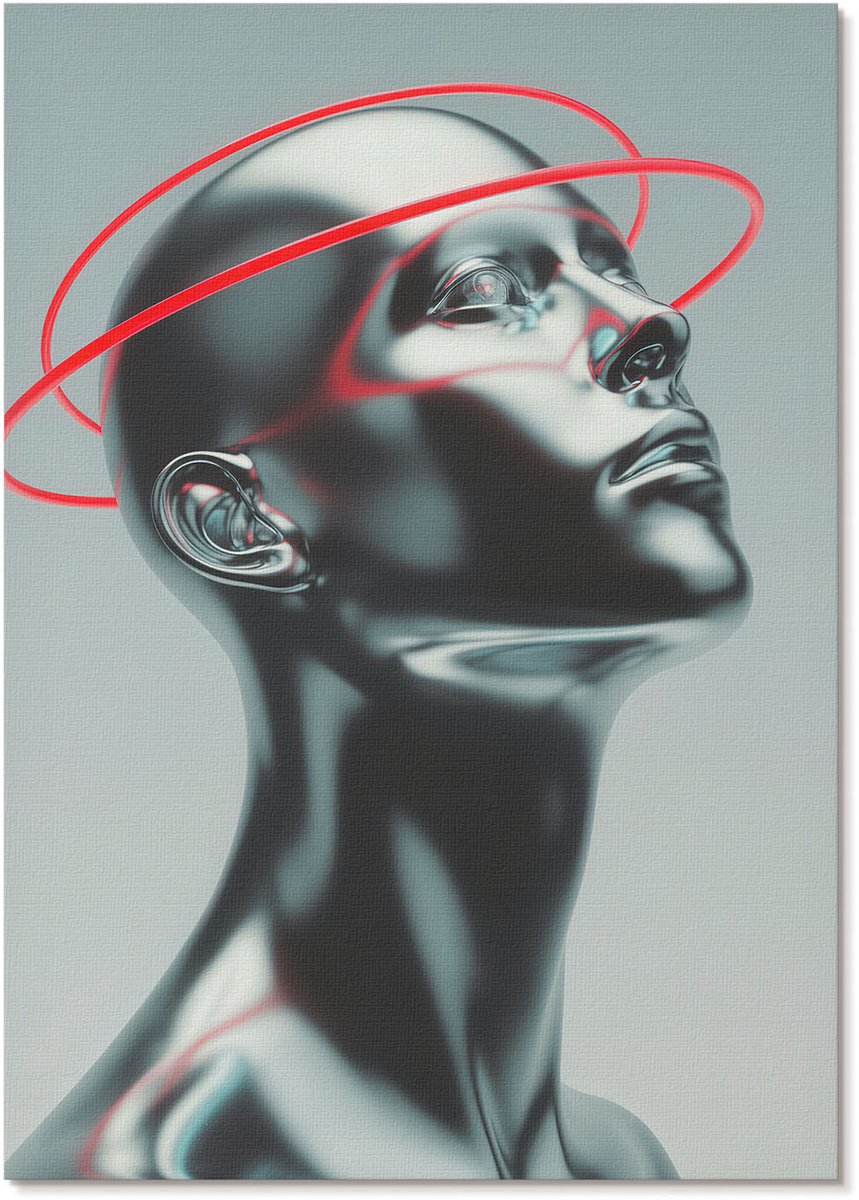 Tulup Polycanvas Wandposter - Moderne Sculptuur, Illustratie - A4 - Grijs Wanddecoratie - Rechthoek - Muurkunst - Woonkamer, Slaapkamer, Kantoor - Modern