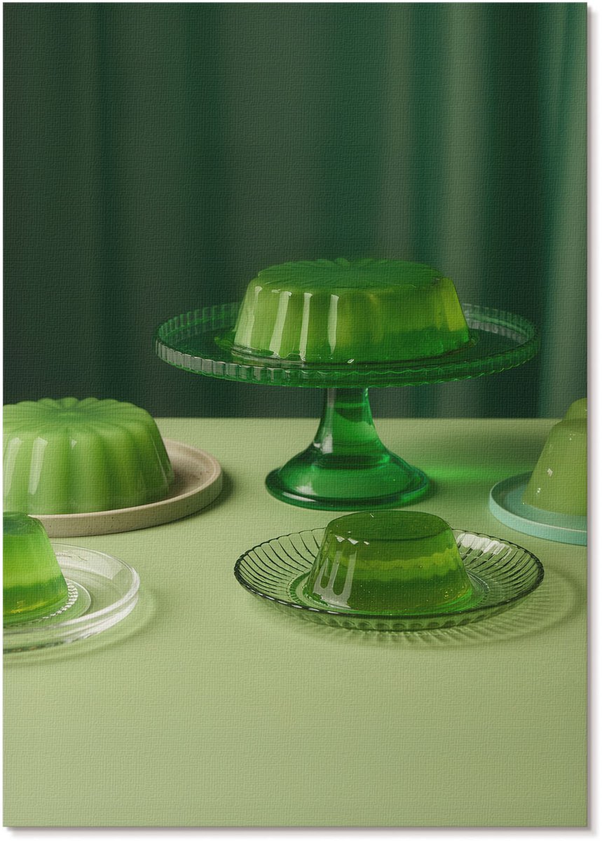 Tulup Polycanvas Poster - Groene Gelei, Fotografie - A4 - Groen Wanddecoratie - Rechthoek - Decoratieve poster - Woonkamer, Slaapkamer, Kantoor - Vintage