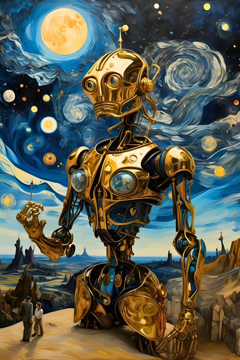 Van Gogh en Dali Fusion - Gogh Geïnspireerd - Dali - Kunstenaar - posters - formaat 70x100cm - Wanddecoratie - L1148MT