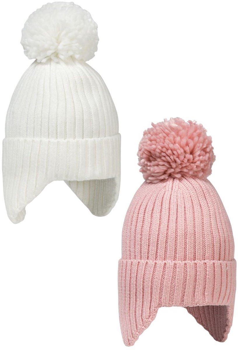 Minoti gebreide muts - met pompon wit