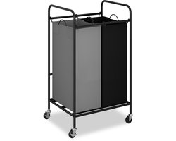 Triumpunpre - 2‑Vaks Wasgoed Sorteerwagen - Zware Metalen Wasmand met Afneembare Waterdichte Zakken - Vergrendelbare Wielen - Mobiele Kleding Opbergwagen voor Slaapkamer en Badkamer