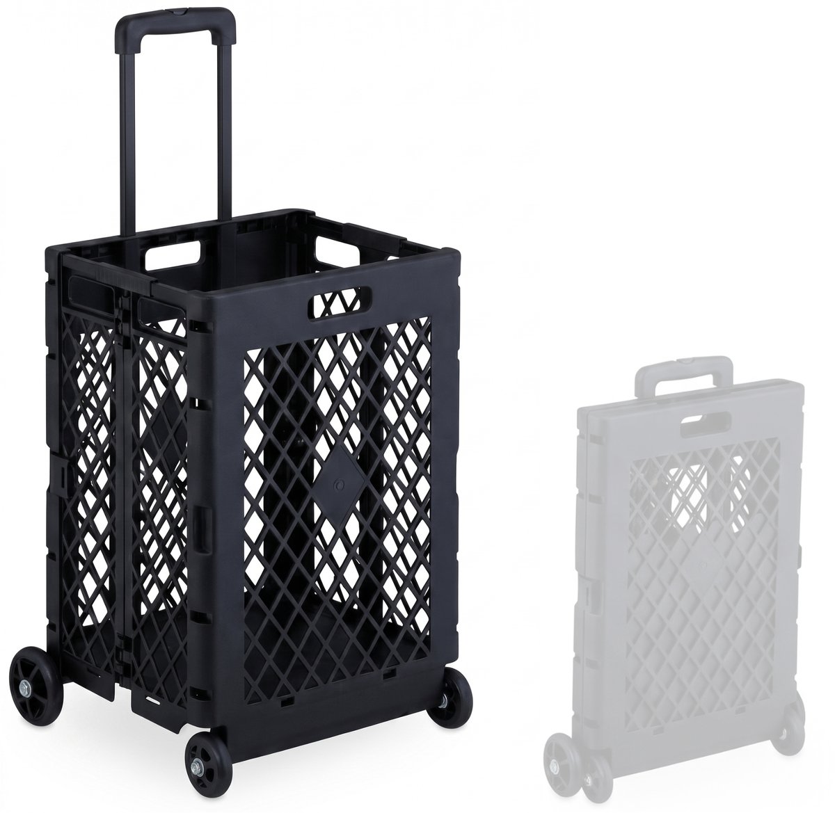 Purepeak Boodschappenkar met 4 Wielen 65L - Boodschappentrolley tot 35 kg - Opvouwbaar - Boodschappenwagen - Vouwkrat