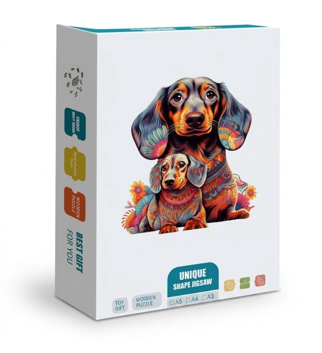 Houten puzzel Teckel Moeder & Puppy - 210 stukjes
