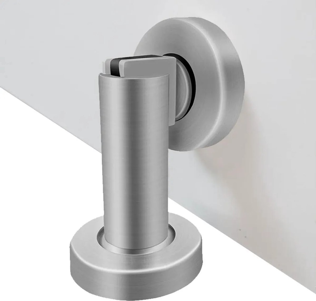 Magnetische deurstopper, deursluiting van geborsteld roestvrij staal, modern en minimalistisch design, stevig en duurzaam, kindveilige deurstopper, kan aan de muur of op de vloer worden gemonteerd.