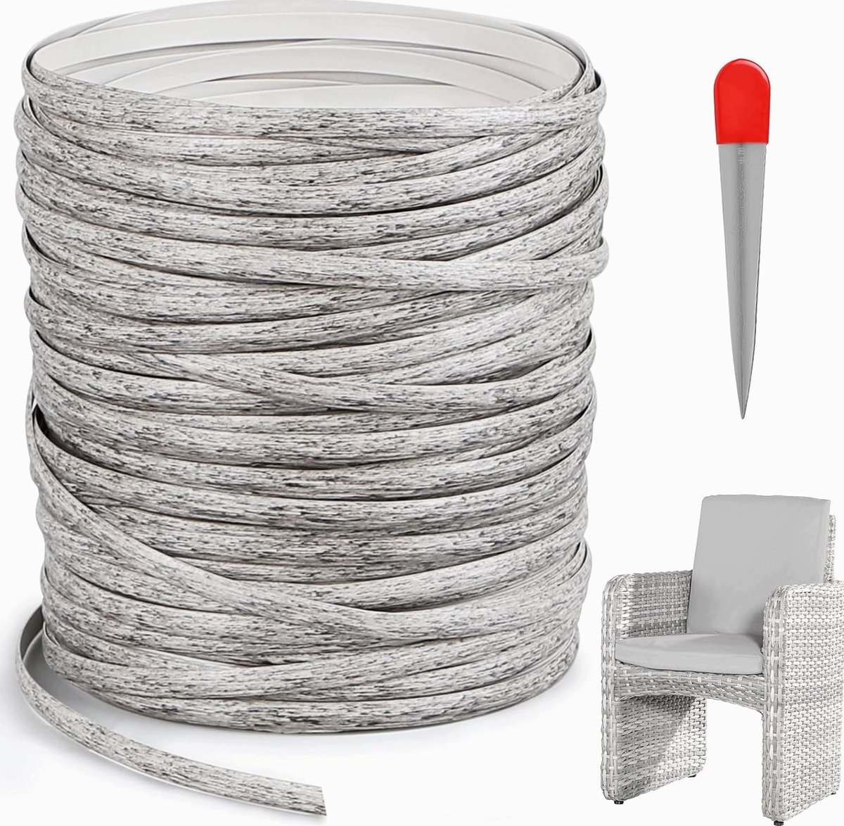 Synthetisch Rattan 65m Grijs Melange voor Meubelreparatie DIY