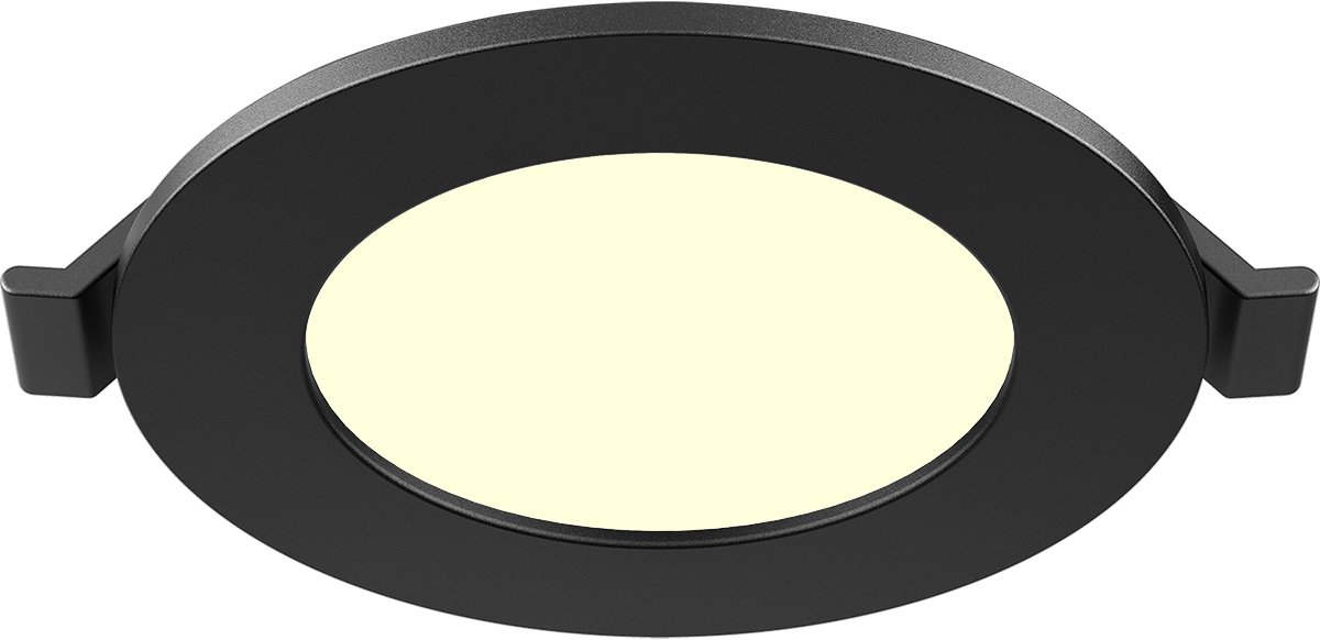LED Downlight Inbouwspot Dimbaar - Brinton Thin - 4W 280lm 120° Bundelhoek - Warm Wit 3000K - IP40 - Rond - Zwart - Ø85mm Buitenmaat - Ø70mm Zaagmaat