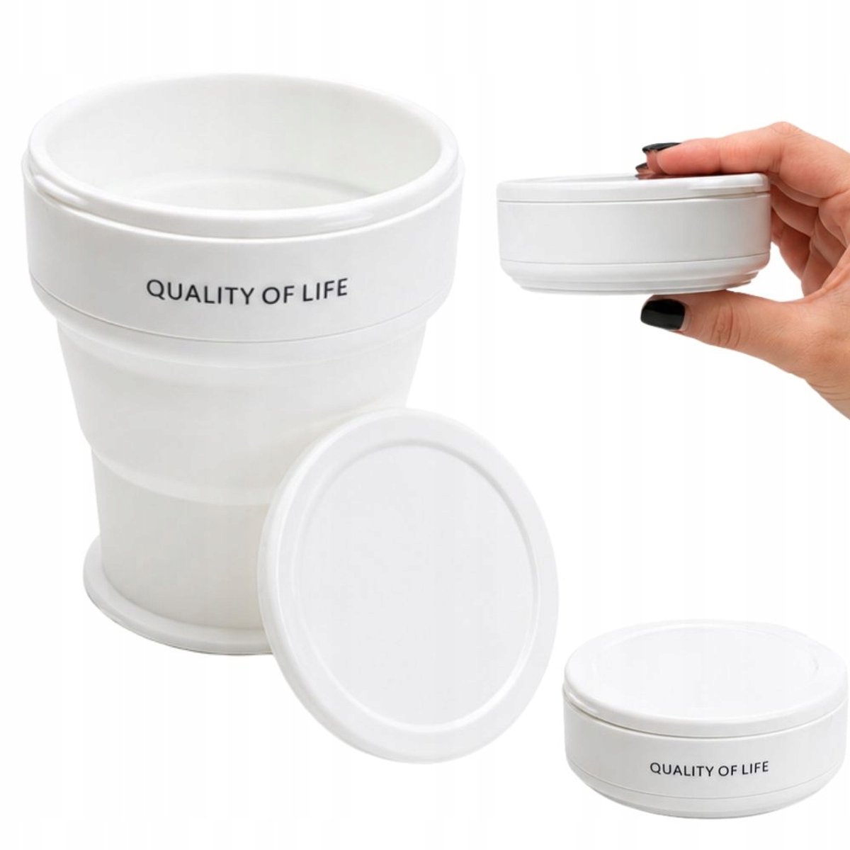 Opvouwbare Siliconen Beker 200ml met Deksel - Camping & Strand
