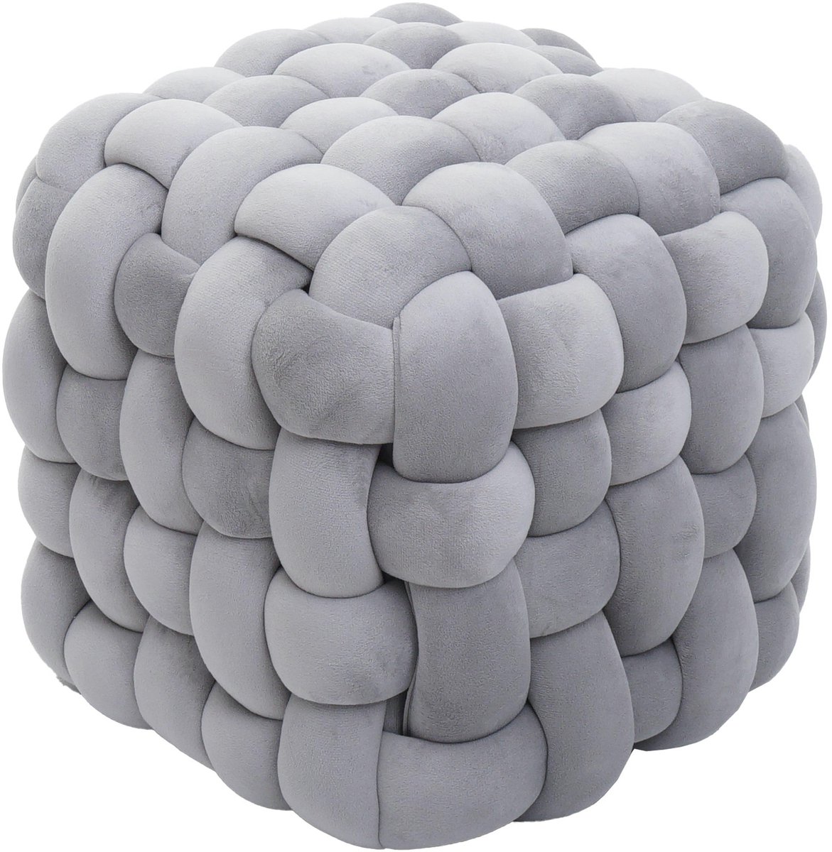 Poed MCW-Q48, zitpoed, ottomane, gestoffeerde poed, knooppoed, fluweel (220 g/m²) 39 cm ~ donkergrijs