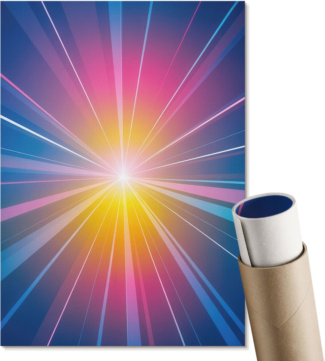 Coloray Canvas Poster Polycanvas - Politieauto, Fotografie - A2 - Blauw Poster - Rechthoek - Muurdecoratie - Woonkamer, Slaapkamer, Kantoor - Modern