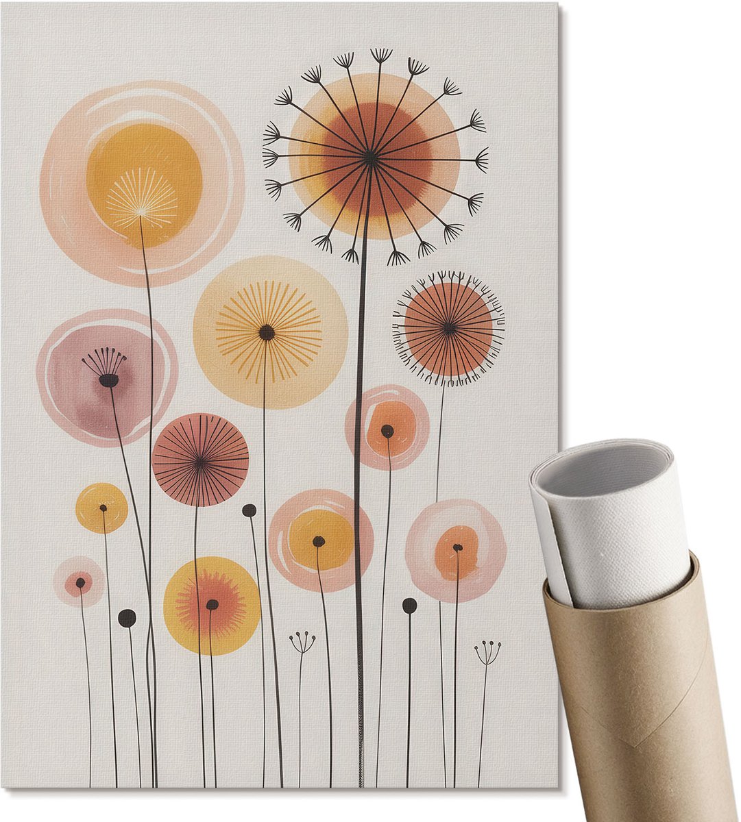 Coloray Polycanvas Poster - Stedelijke Elegantie, Bruin - A3 - Blauw Illustratie - Rechthoek - Muurdecoratie - Woonkamer - Klassiek