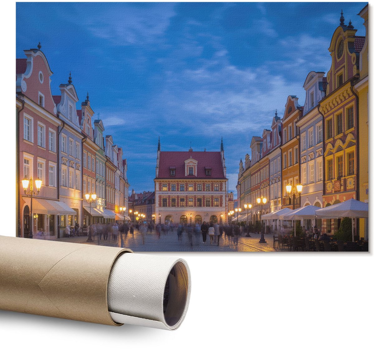 Coloray Polycanvas Wandposter – Stedelijke Elegantie, Blauw – A1 – Zwart Decoratie – Rechthoek – Canvas Wandposter – Kantoor – Klassiek