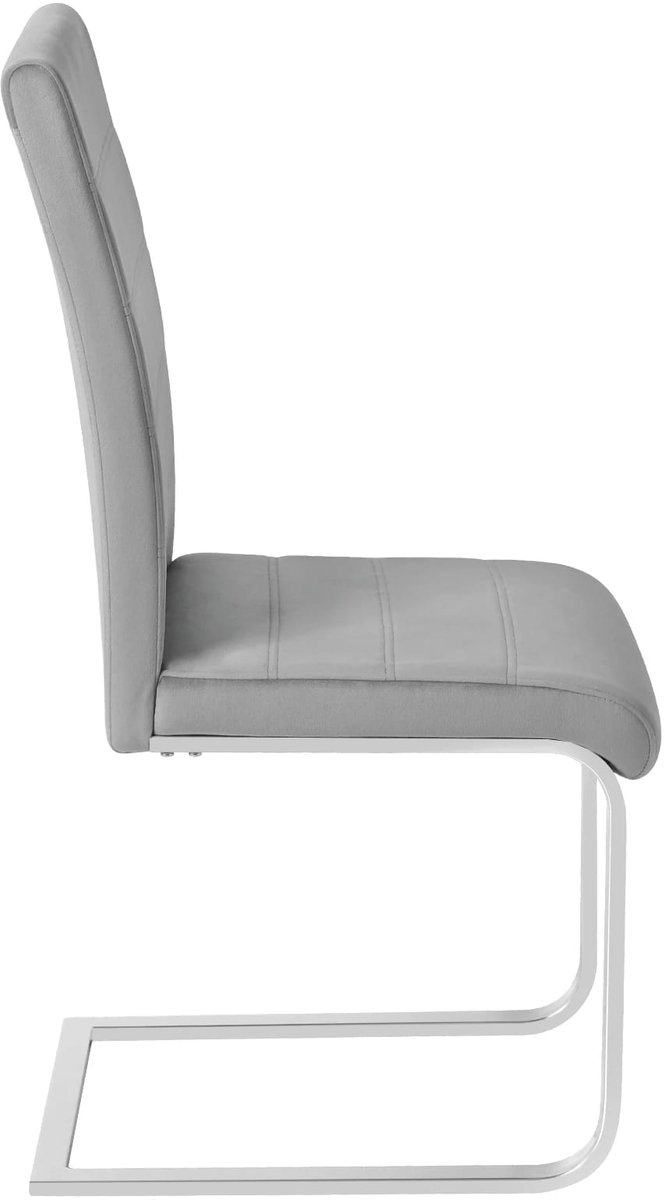 Klarven® Eetkamerstoelen Fluweel donkergrijs - Leren Eetkamerstoelen - Eetkamerstoelen Set Van 2 - Dining Chairs - Ergonomische Rugleuning - Stabiel Sledeframe - Draagkracht Tot 120 Kg - B41xh100xd55,5cm