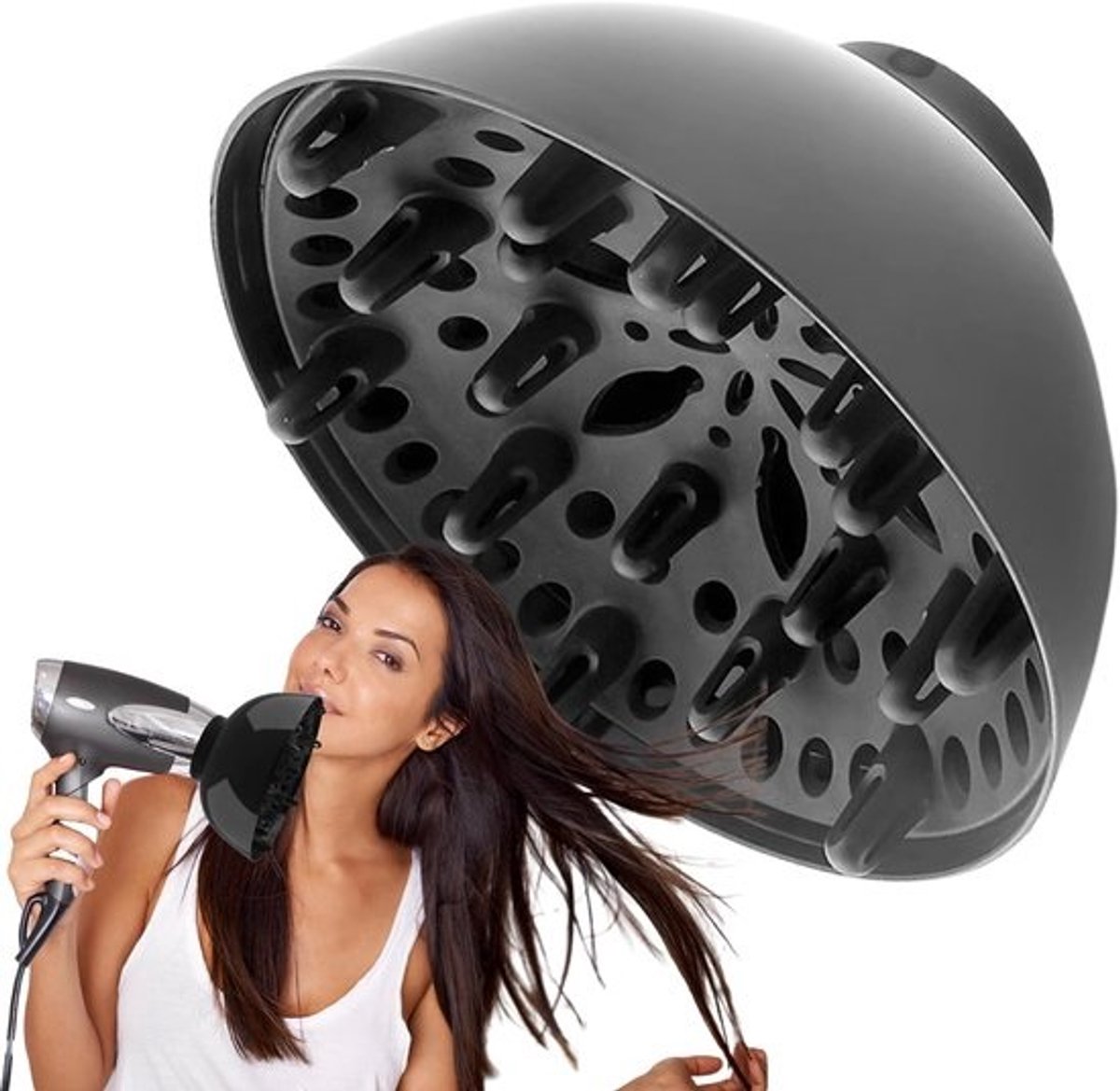 Föhn Diffuser Opzetstuk - Krullen Versterker - Haar Styling - Universeel Verstelbaar - 3.6-6.6cm Mond
