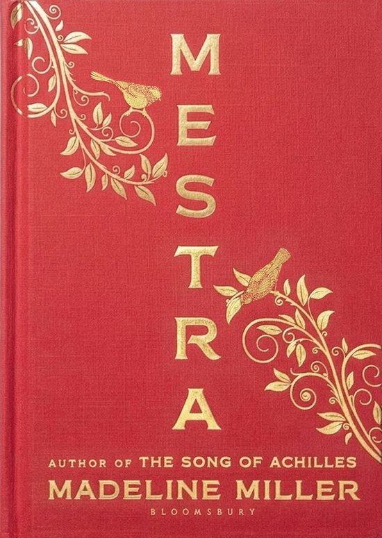 Couverture rouge avec lettres dorées 'MESTRA', branches dorées et oiseaux. Titre : MESTRA.