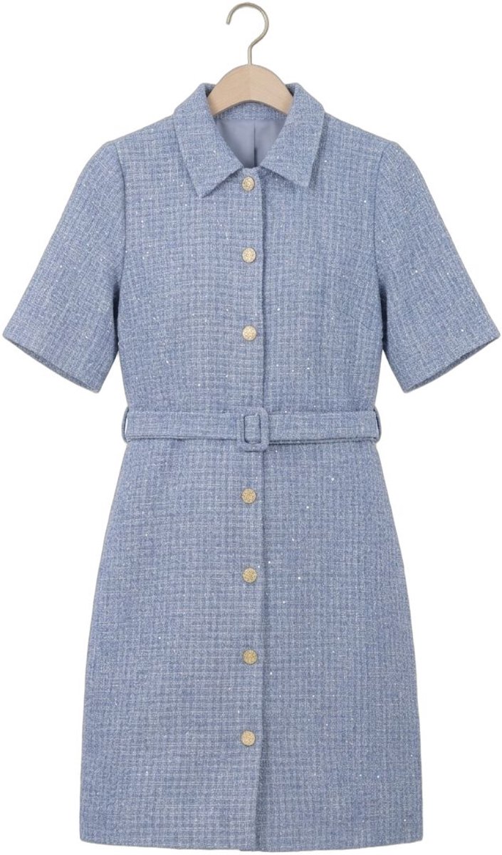 Freebird Wv-boucle-thin-26-1 Dames - Jurk - Lichtblauw