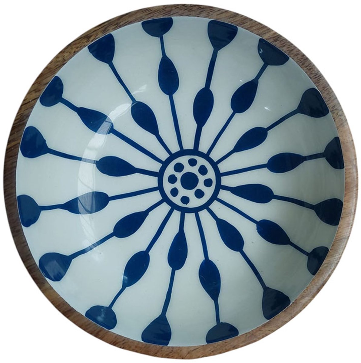 Floz Design grote serveerschaal - houten schaal met print - schaal salade - 30 cm - fairtrade