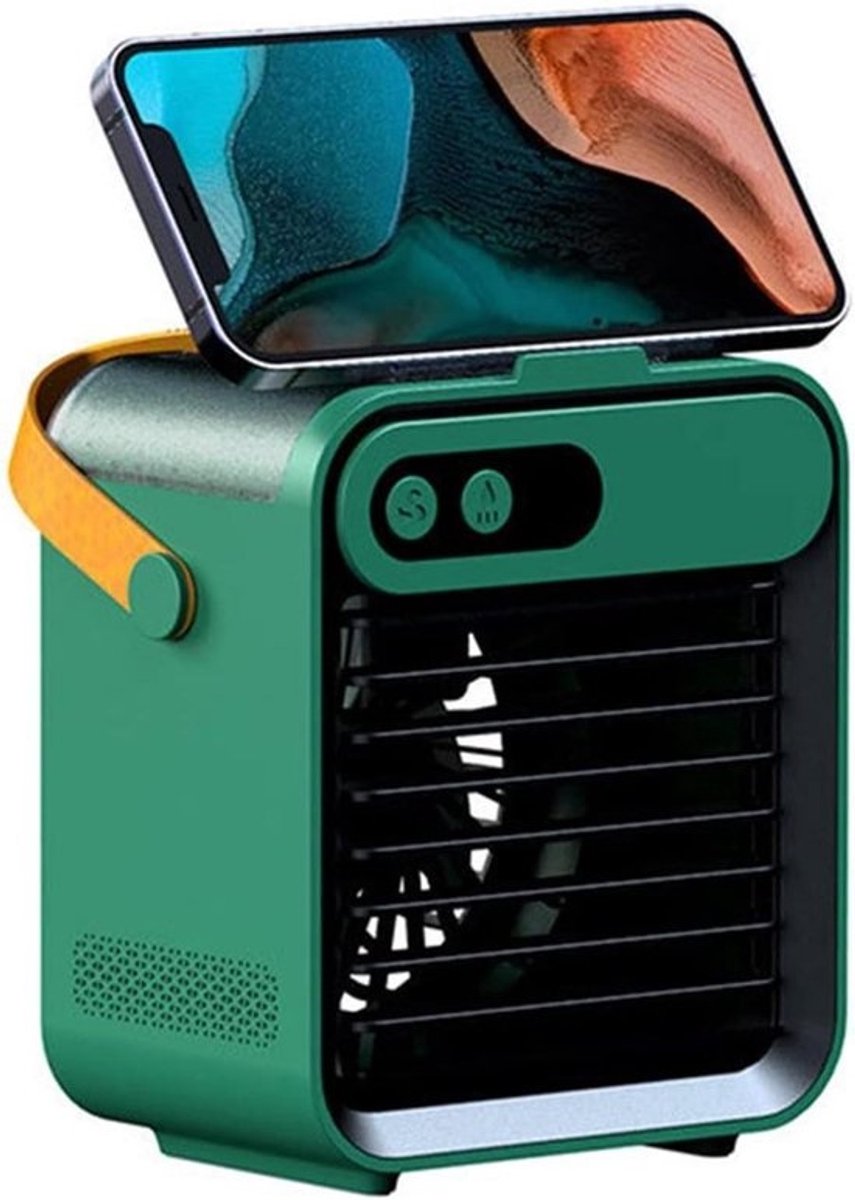 Mini Aircooler - Persoonlijke Ventilator - Koelte Creëren - Draagbaar en Compact - 1400 Gram - Groen
