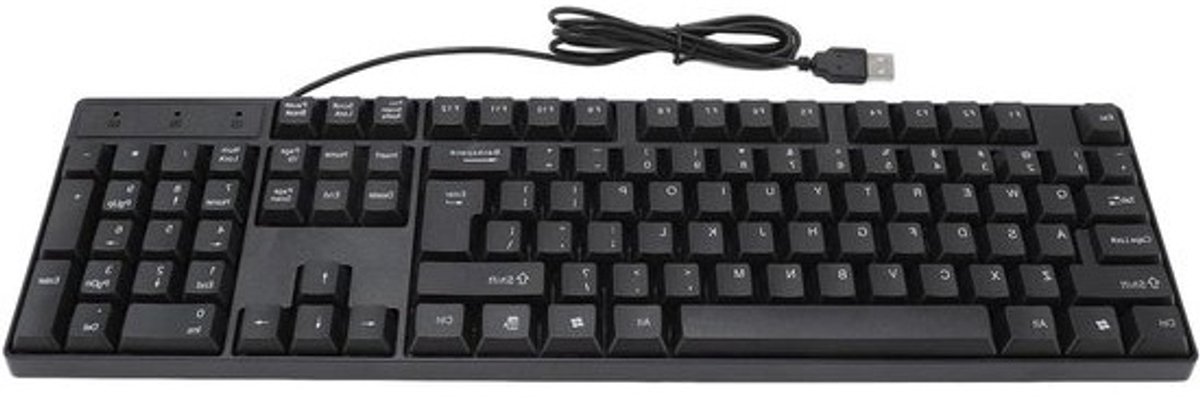 Bedraad Toetsenbord - USB Toetsenbord Computertoetsenbord - Kantoorwerk - Ergonomisch Gekanteld Ontwerp - 104 Toetsen - Zwart