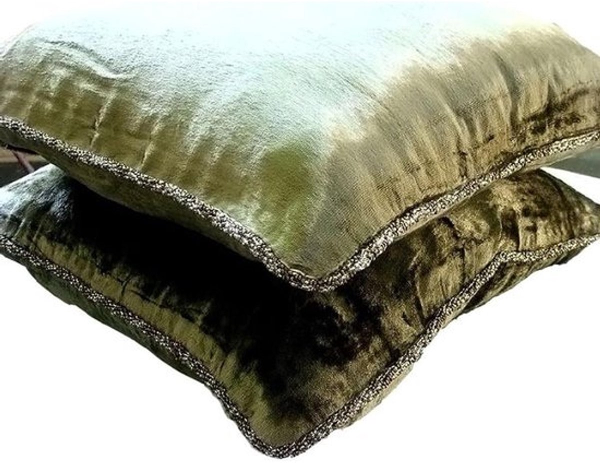 Decoratieve Sierkussens - Kussenhoezen Fluwelen Kussens - Woonkamer Decoratie - Handgemaakt Fluweel - 55 x 55 cm - Olijfgroen