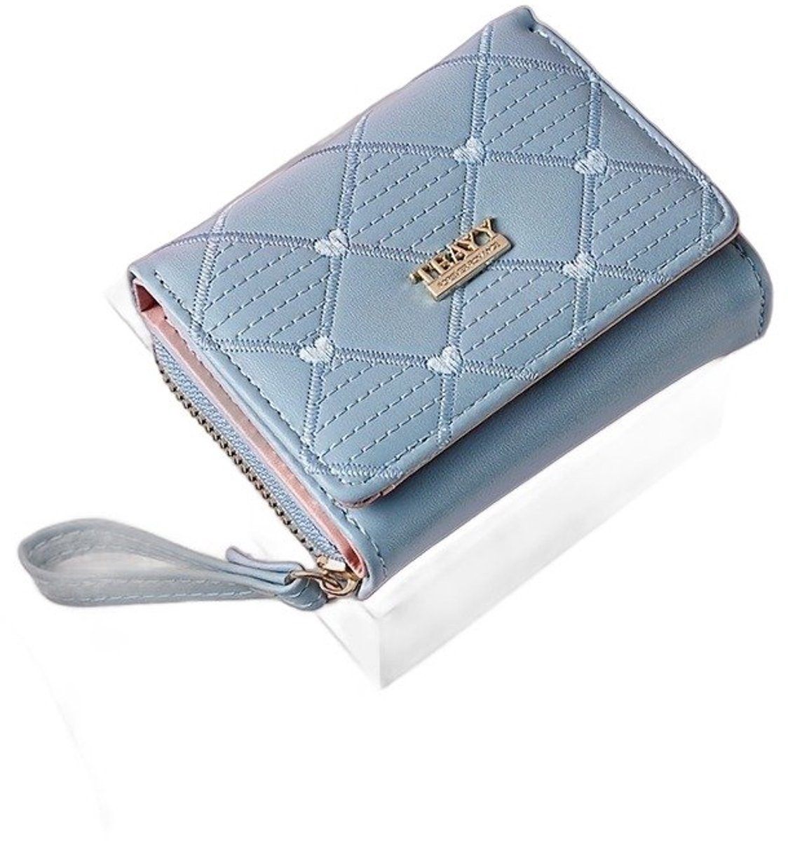 Currero Portomonee - Portemonnee Dames & Heren - RFID Anti Skim - Pasjeshouder - Klein Model - Met Rits - Kunstleer - Blauw