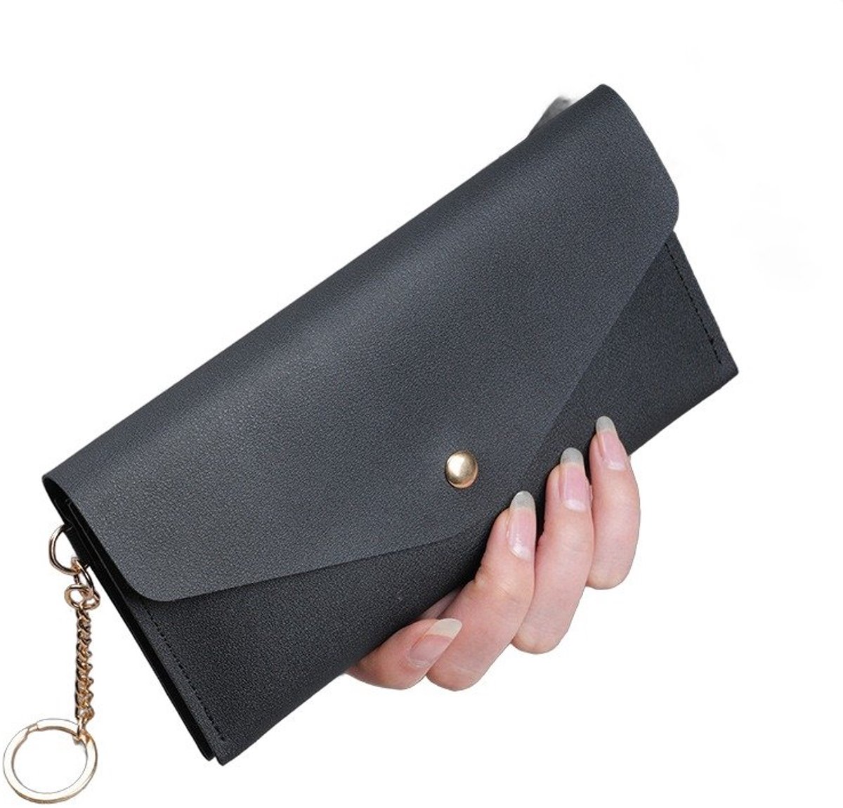 Currero Portomonee - Portemonnee Dames & Heren - RFID Anti Skim - Pasjeshouder - Klein Model - Met Rits - Kunstleer - Zwart