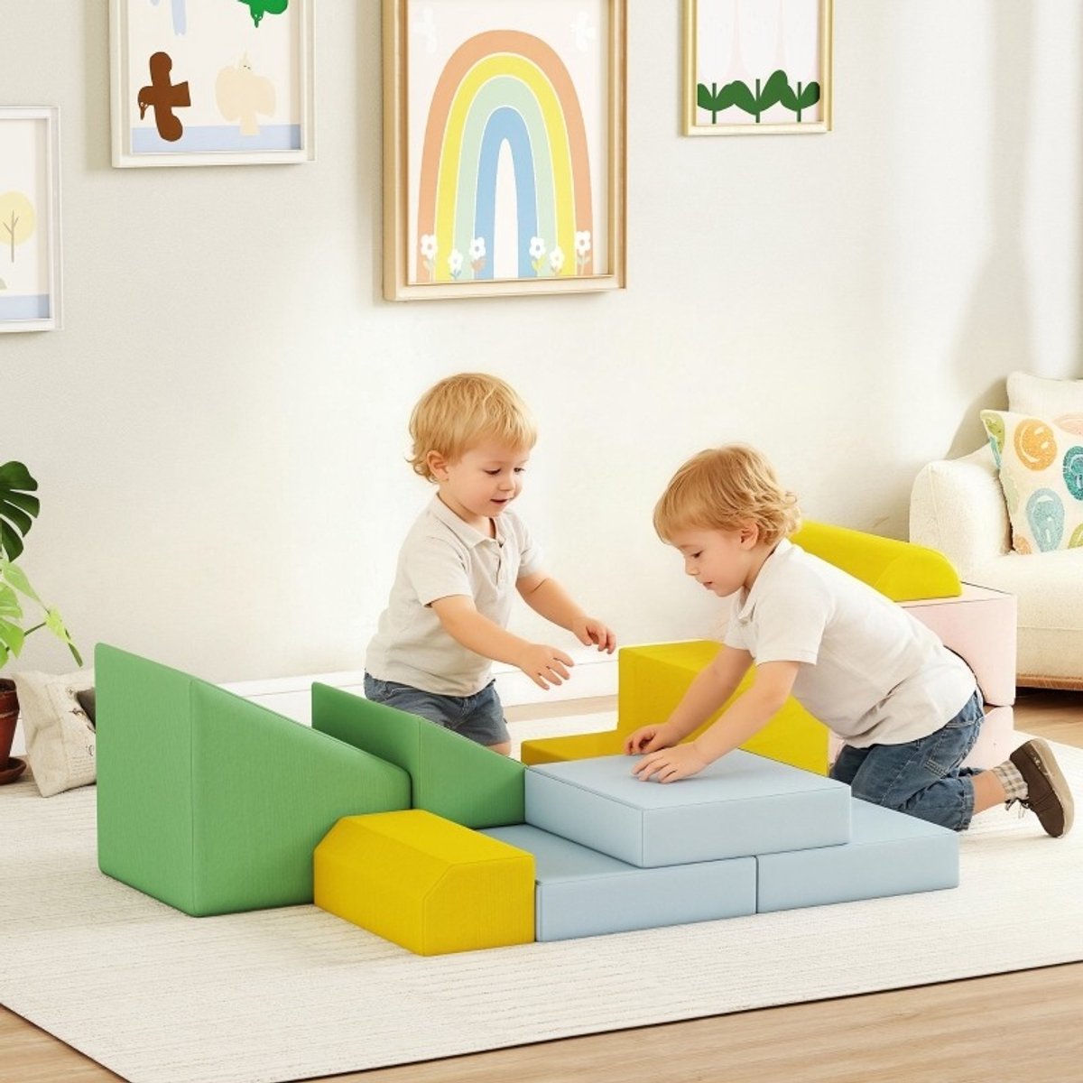 MODFU - Zacht Speelblokset - 12-Delig - Schuimstof - Cord - Multicolor