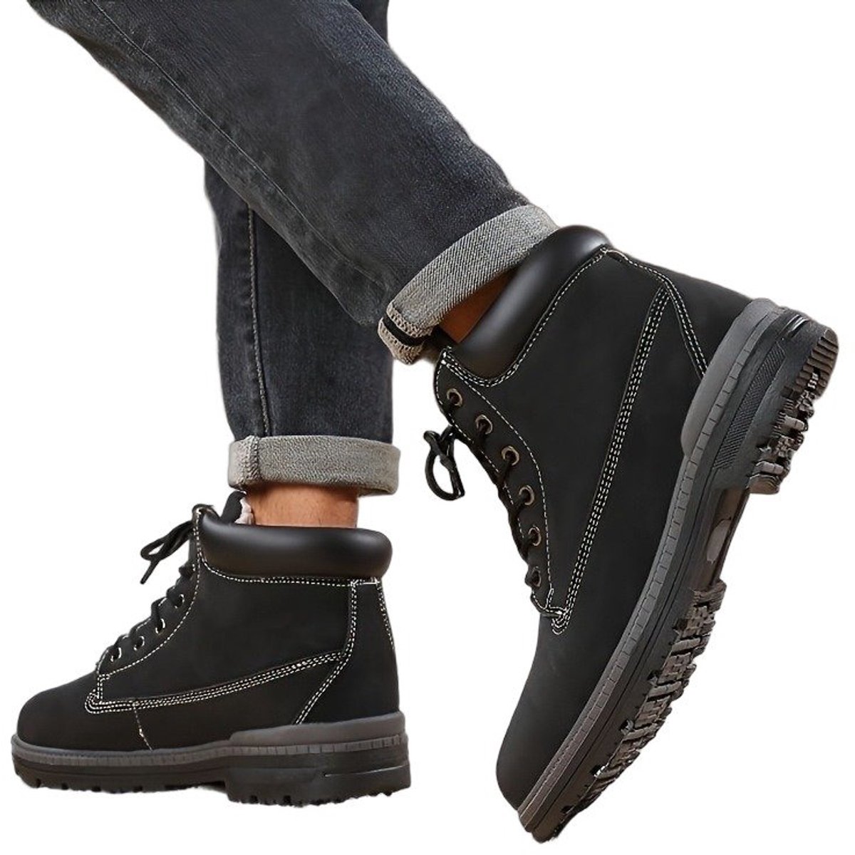 Currero Snowboots Heren Sneeuwlaarzen Heren Winterlaarzen Gevoerde Winterschoenen Waterdicht Antislip Zool Warm Gevoerd Wandellaarzen Winter Kurkuma