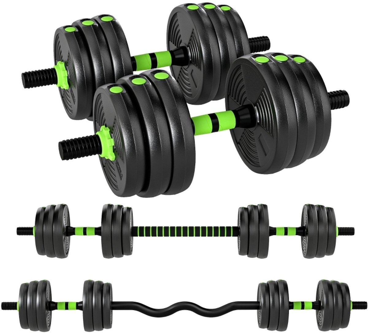 MODFU - Verstelbaar Halterset - 20 Kg - Halter En Halterstang - Zwart