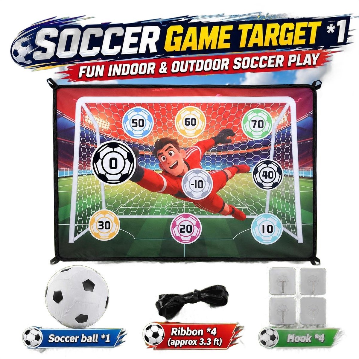 Currero Voetbalspel - Tafelvoetbal - Tafelvoetbalspel - Mini Voetbaltafel - Gezelschapsspel - Binnen en Buiten - Kinderen en Volwassenen - Doel Werpspel Set