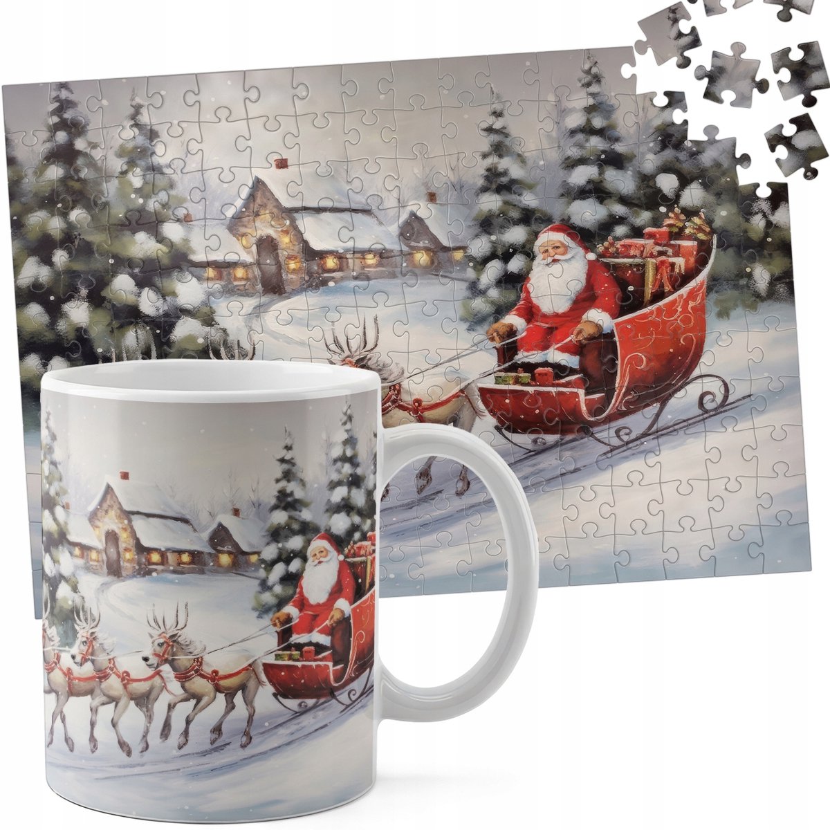 Kerst Mok & Puzzelset 110 Stukjes - Sinterklaas & Rendier