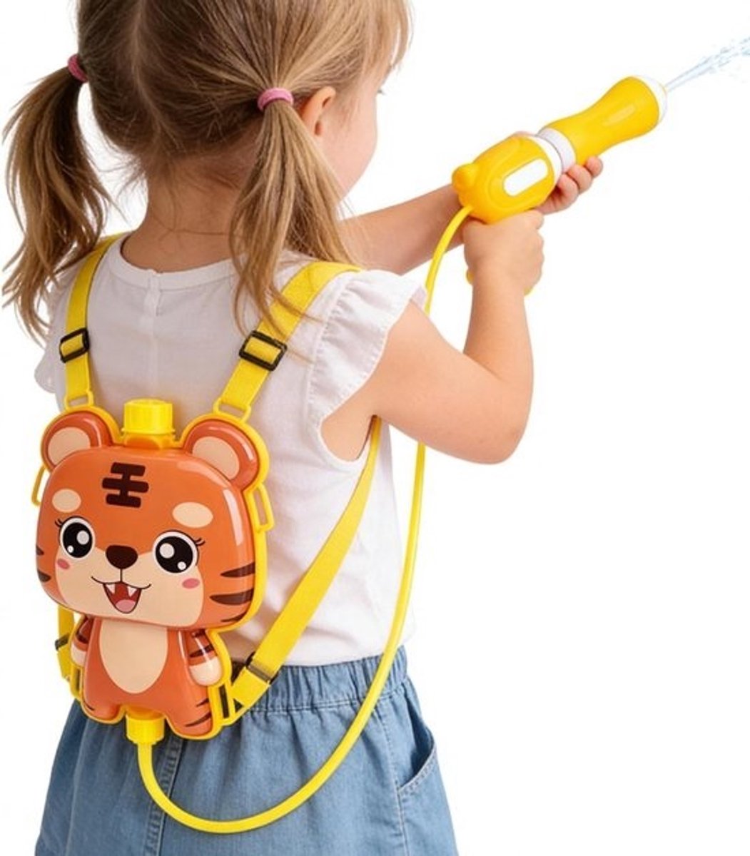 Waterspuit Rugzak - Waterpistool - Buitenspelen Zomer - Afneembaar Design - 30 x 28 x 6 cm - Tijger