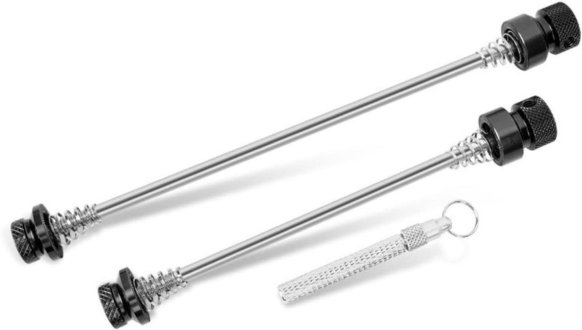 Anti-diefstal snelontgrendeling voor mountainbikes en racefietsen, universele aluminium as 155 mm/115 mm met afneembare hendel, roestvrijstalen kern en corrosiebescherming IPX5