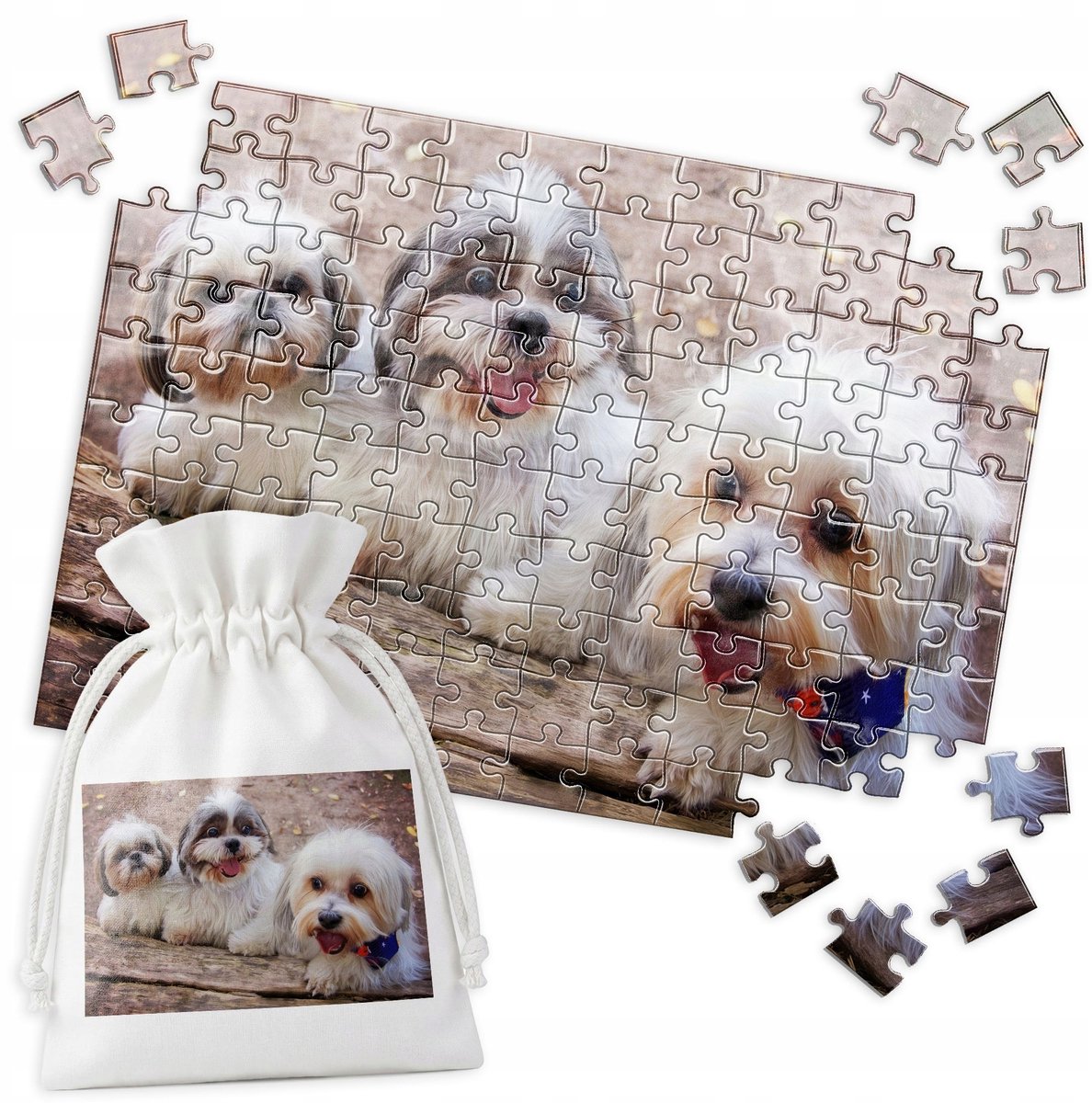 Traditionele Puzzel 120 Stukjes - Drie Honden op een Bankje